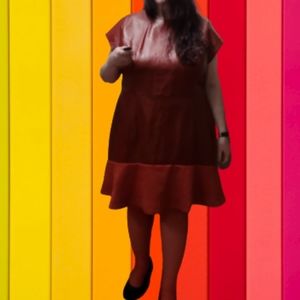 Red faux leather dress sz 20 or 22, New without tags